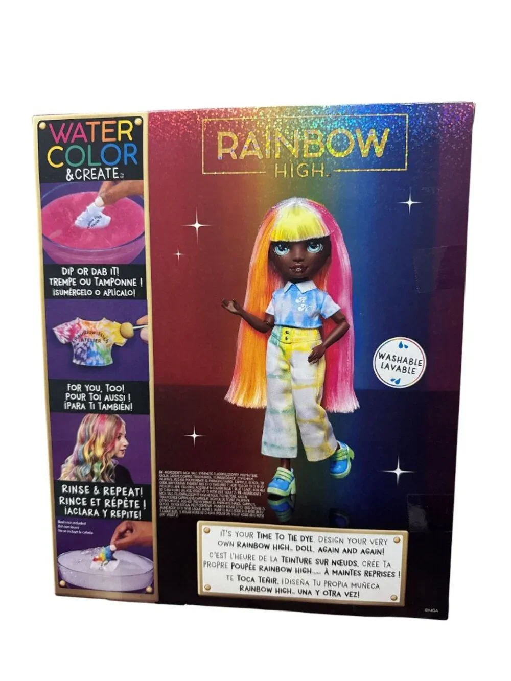 Rainbow High Watercolor & Create Doll Set With Tie-Dye Kit For Ages 4+